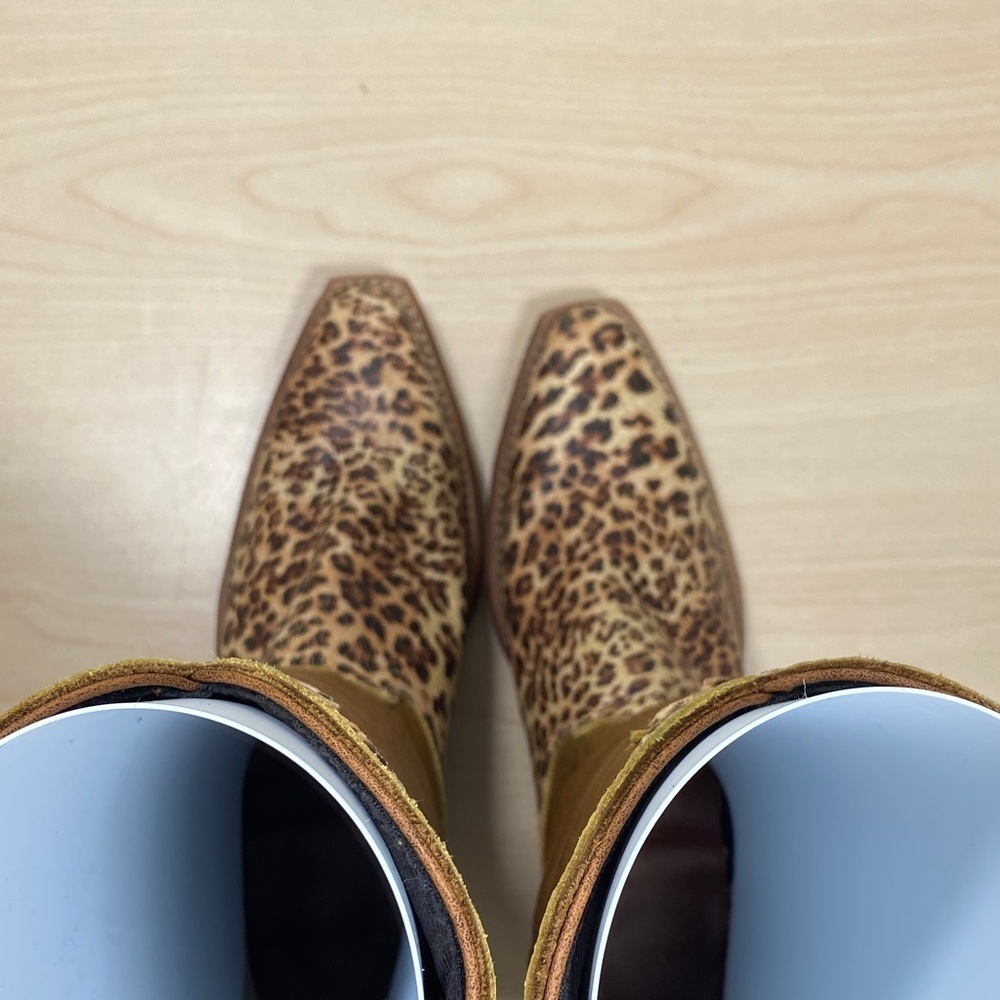 Abilene Boot Co. Tan and Leopard Print Heeled Boots - Picture 4 of 9